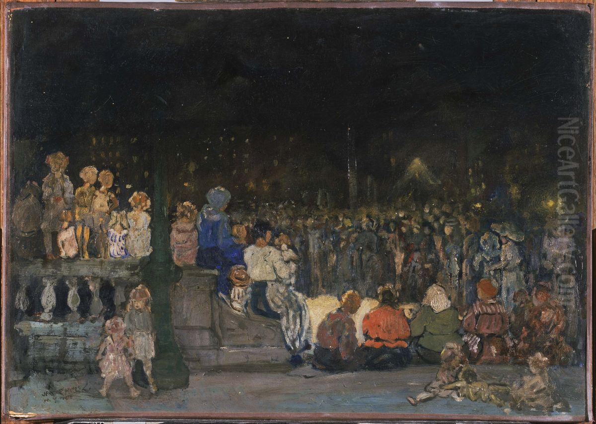Band Concert Night Oil Painting by Jerome Myers