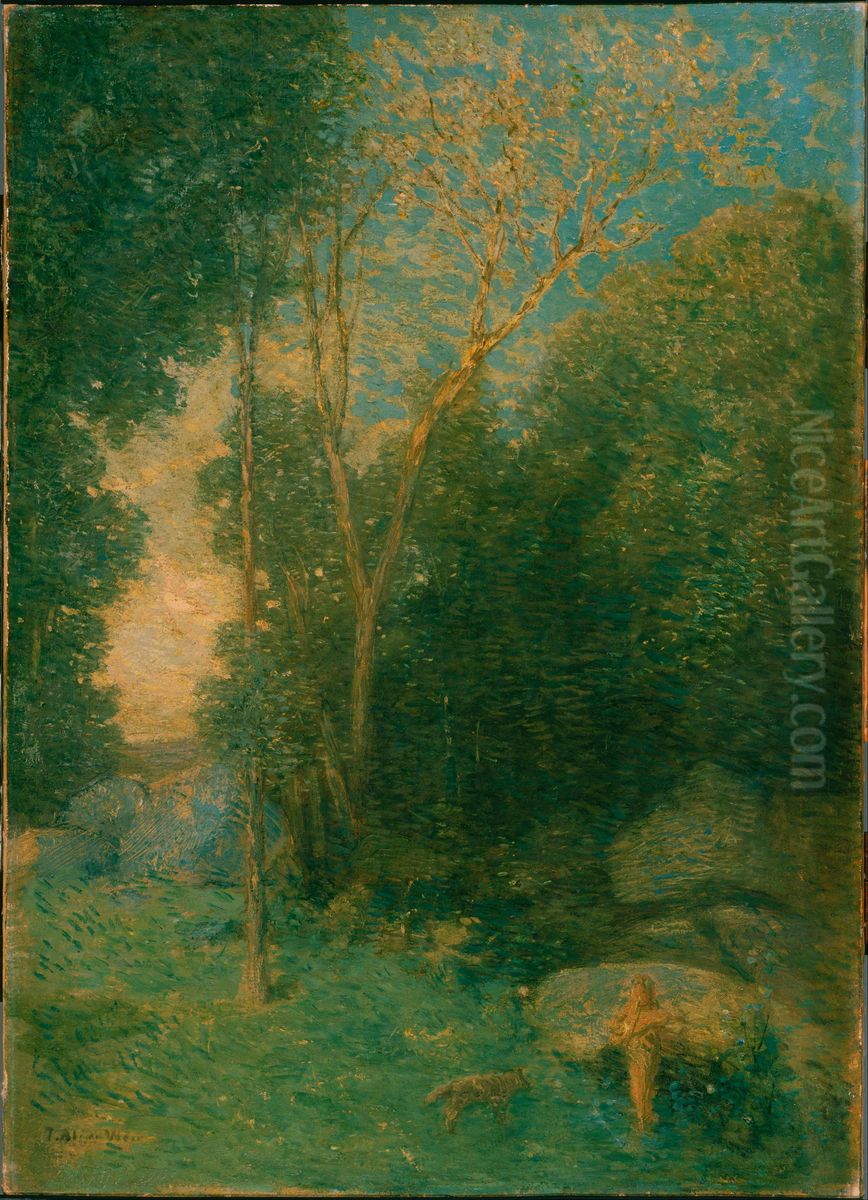 Pan and the Wolf Oil Painting by J. Alden Weir