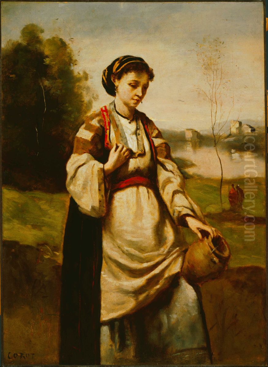 Woman with Water Jar Oil Painting by Jean-Baptiste Camille Corot