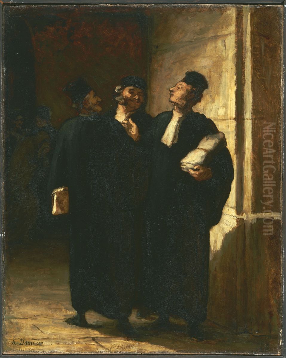 Three Lawyers Oil Painting by Honore Daumier