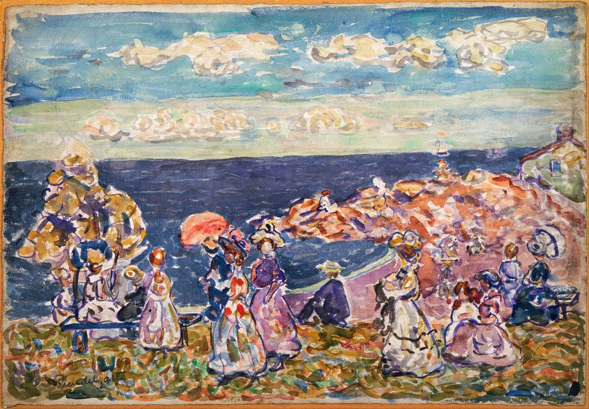On the Beach Oil Painting by Maurice Prendergast