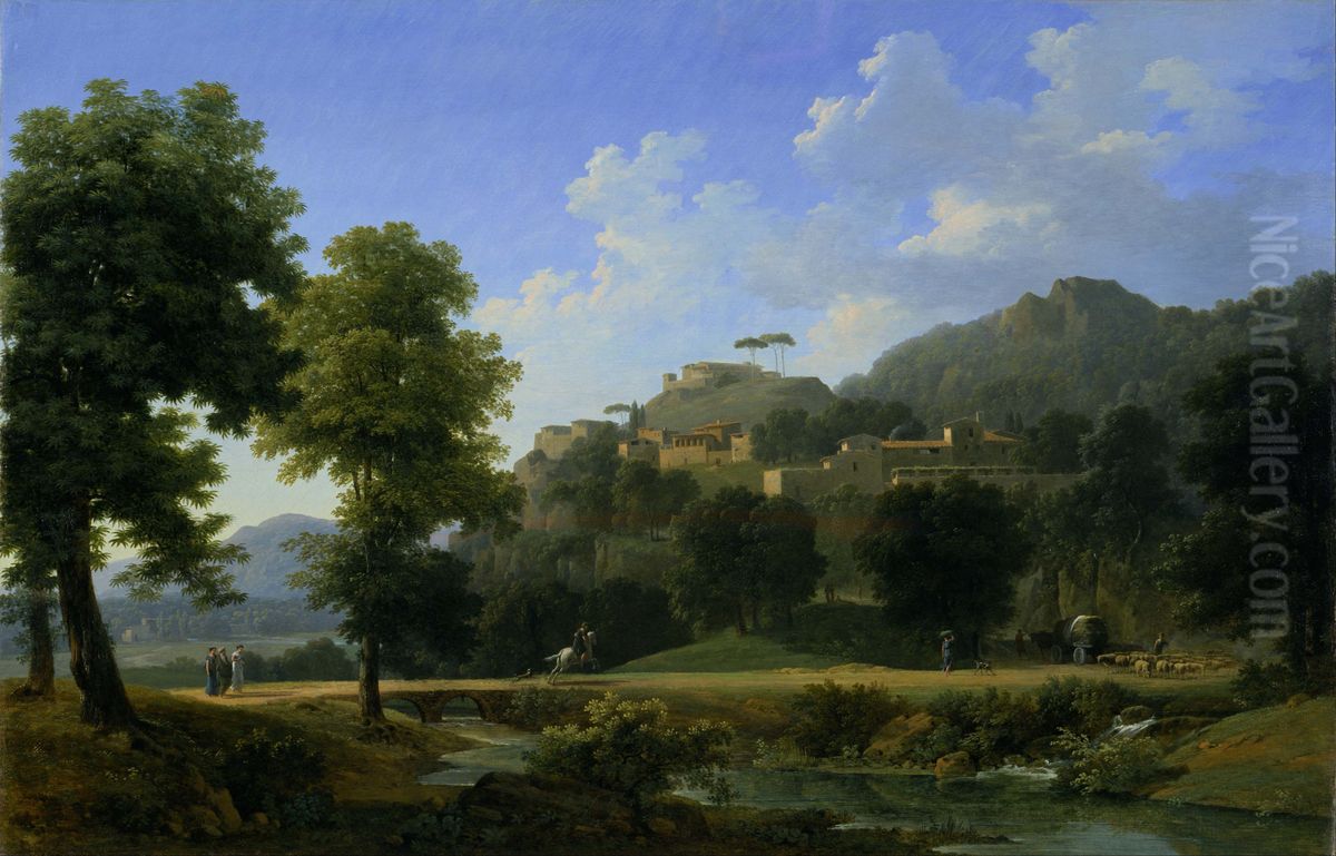 Italian Landscape (Le Paysage d'Italie) Oil Painting by Jean-Victor Bertin