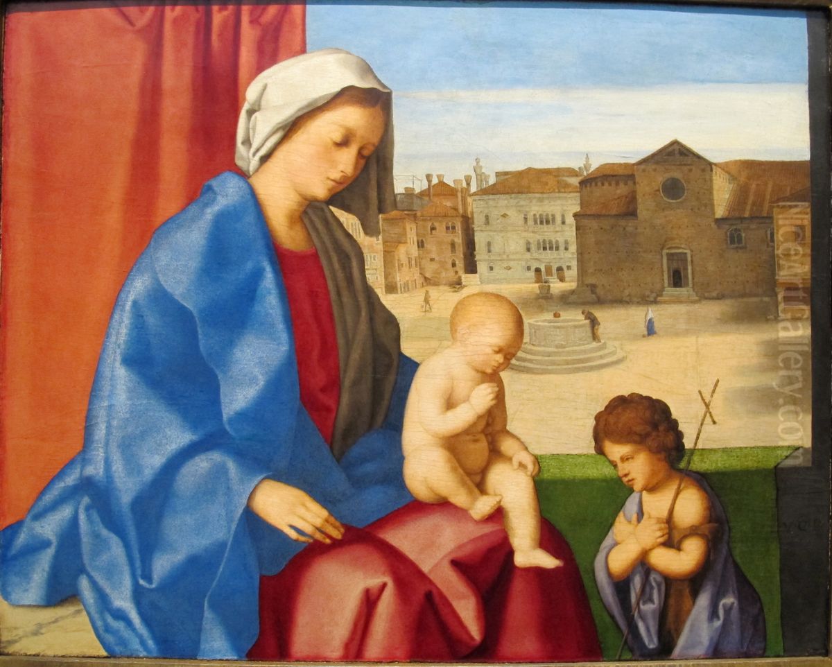 The Madonna and Child with the Infant Saint John the Baptist Oil Painting by Vincenzo di Biagio Catena