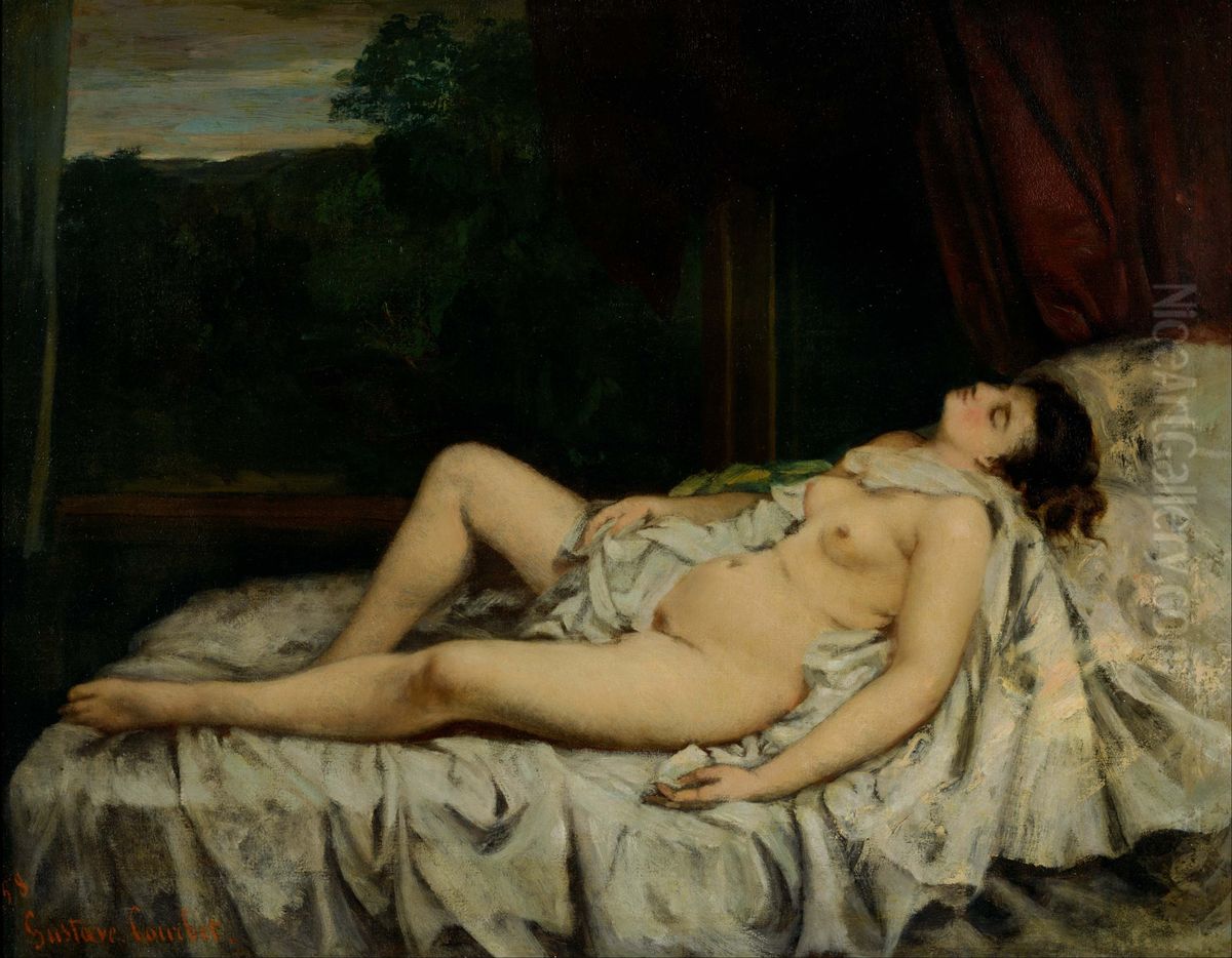 Sleeping Nude Oil Painting by Gustave Courbet