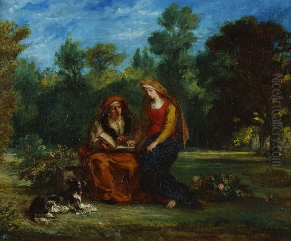 The Education of the Virgin Oil Painting by Eugene Delacroix