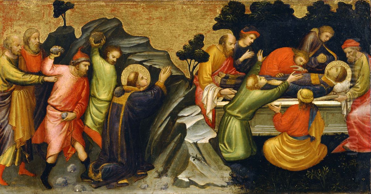 The Stoning of St. Stephen / The Burial of St. Stephen Oil Painting by Mariotto Di Nardo