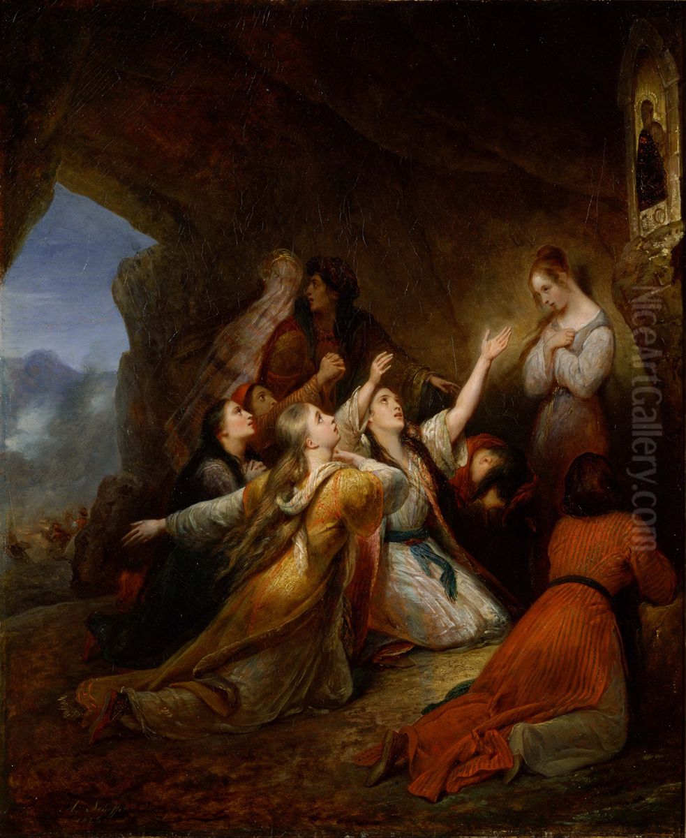 Greek Women Imploring at the Virgin of Assistance Oil Painting by Ary Scheffer