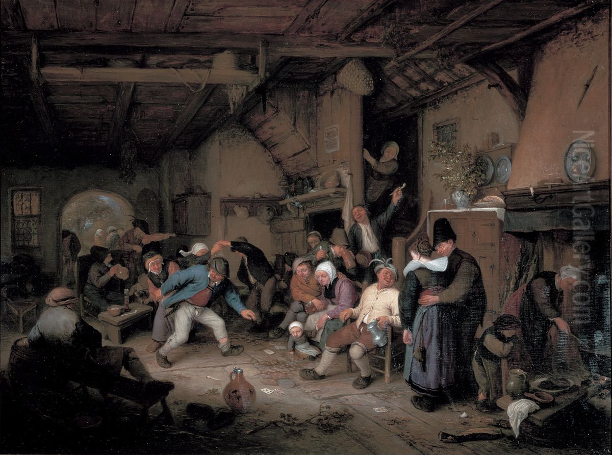 Peasants dancing in a tavern Oil Painting by Adriaen van Ostade