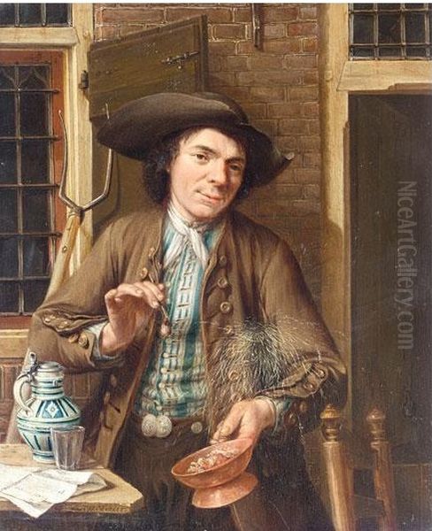 Hay Farmer Oil Painting by Gerrit Zegelaar