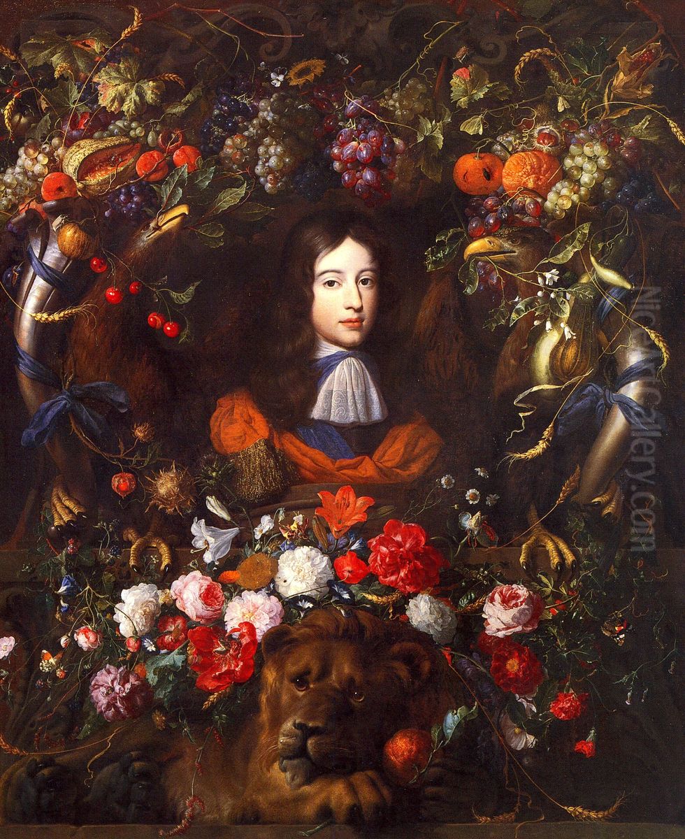 William III of Orange, aged 10 Oil Painting by Jan Davidsz. De Heem