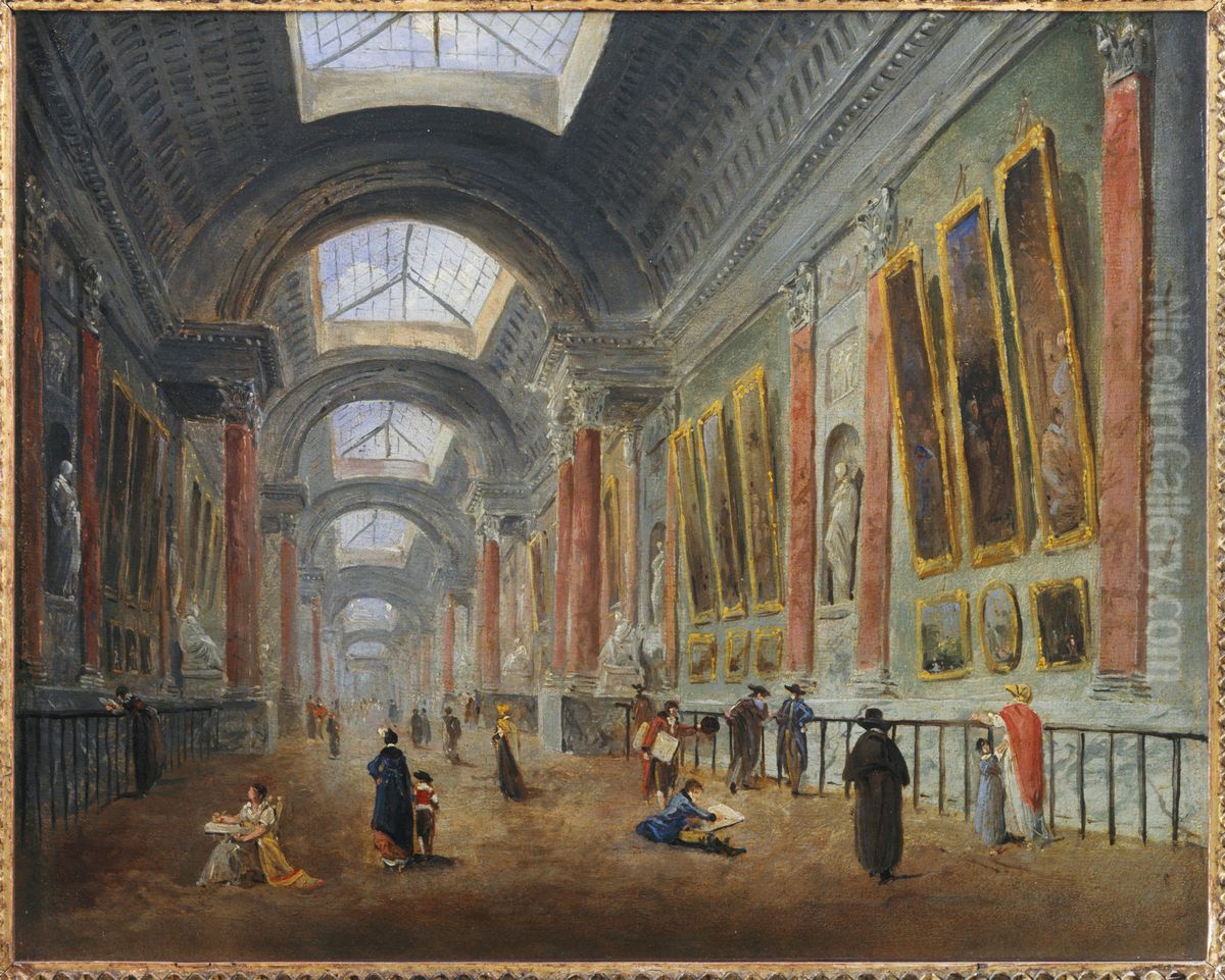 Projet d'amenagement de la Grande Galerie du Louvre, vers 1798 Oil Painting by Hubert Robert