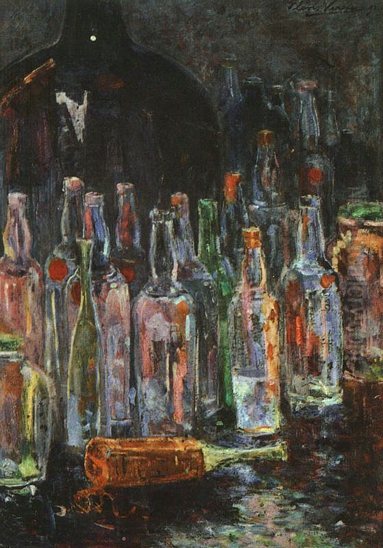 Still life with bottles Oil Painting by Floris Verster