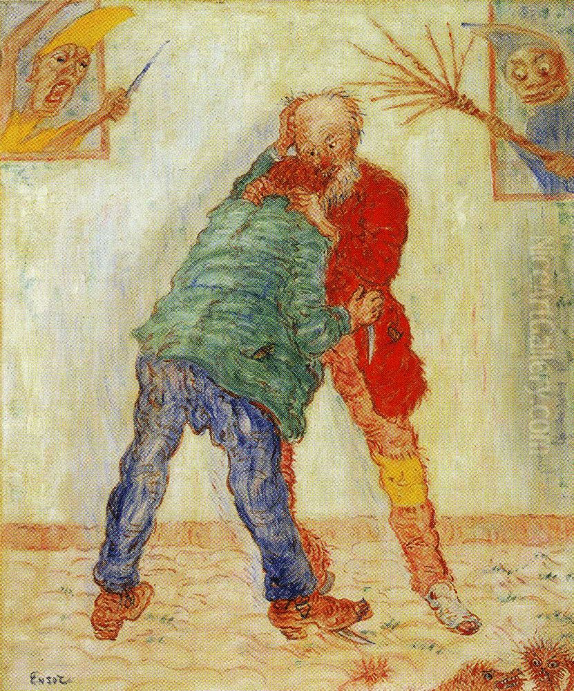 The Fight Oil Painting by James Ensor