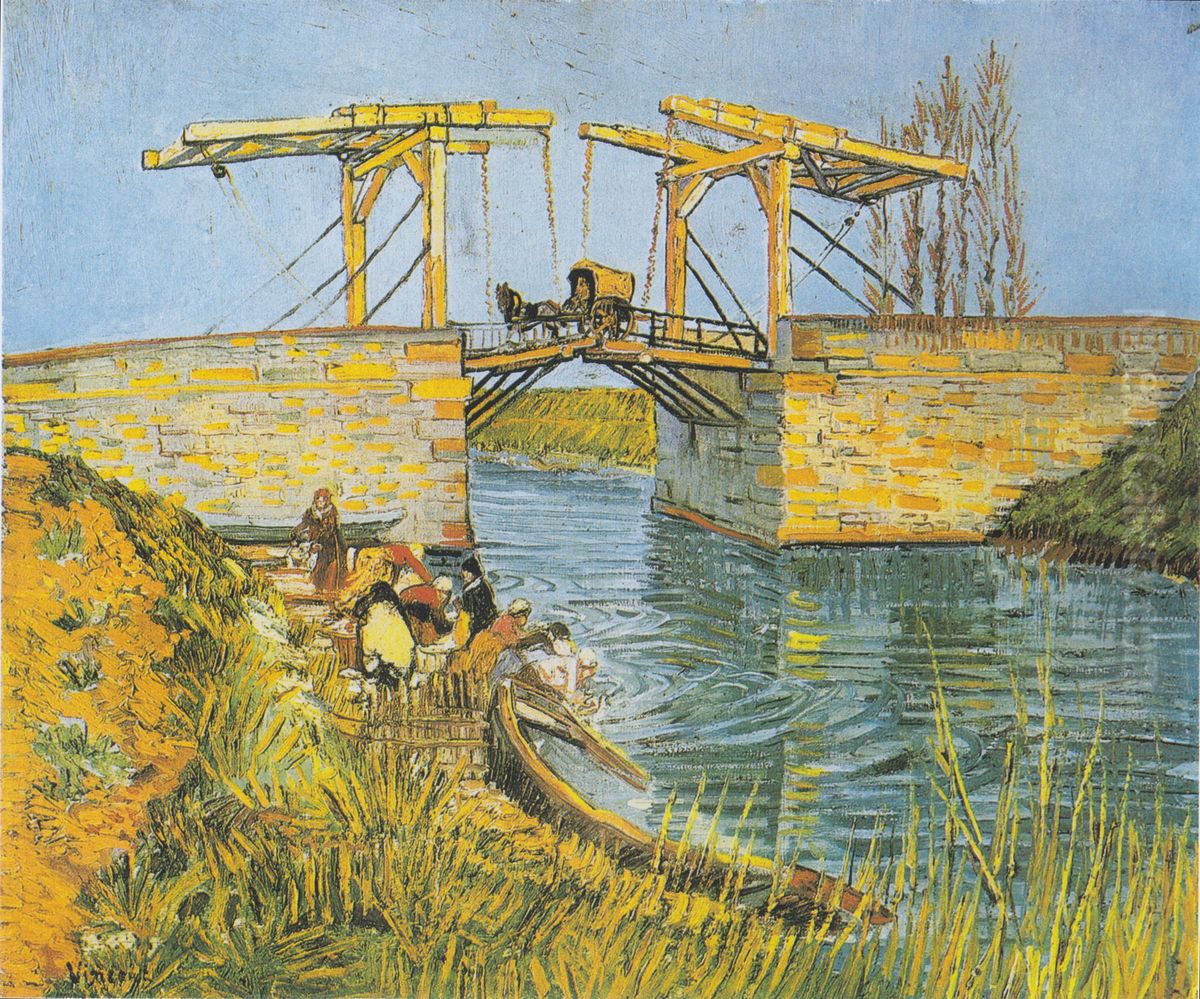 The Bridge of Langlois at Arles with laundresses Oil Painting by Vincent Van Gogh