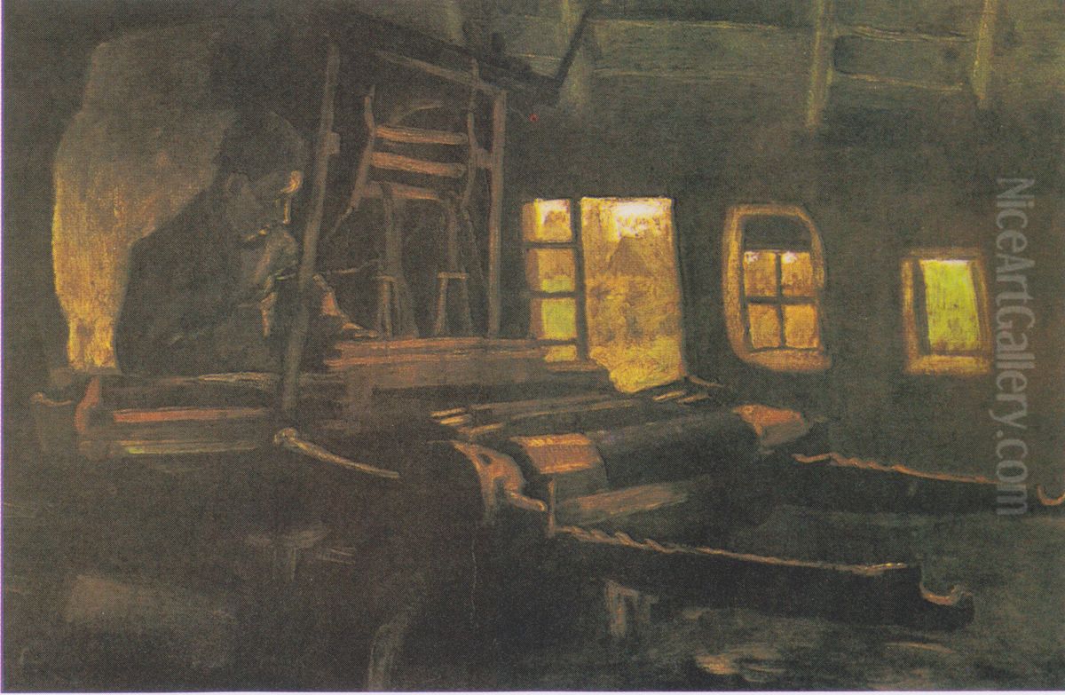 Weaver, in a room with three narrow windows Oil Painting by Vincent Van Gogh