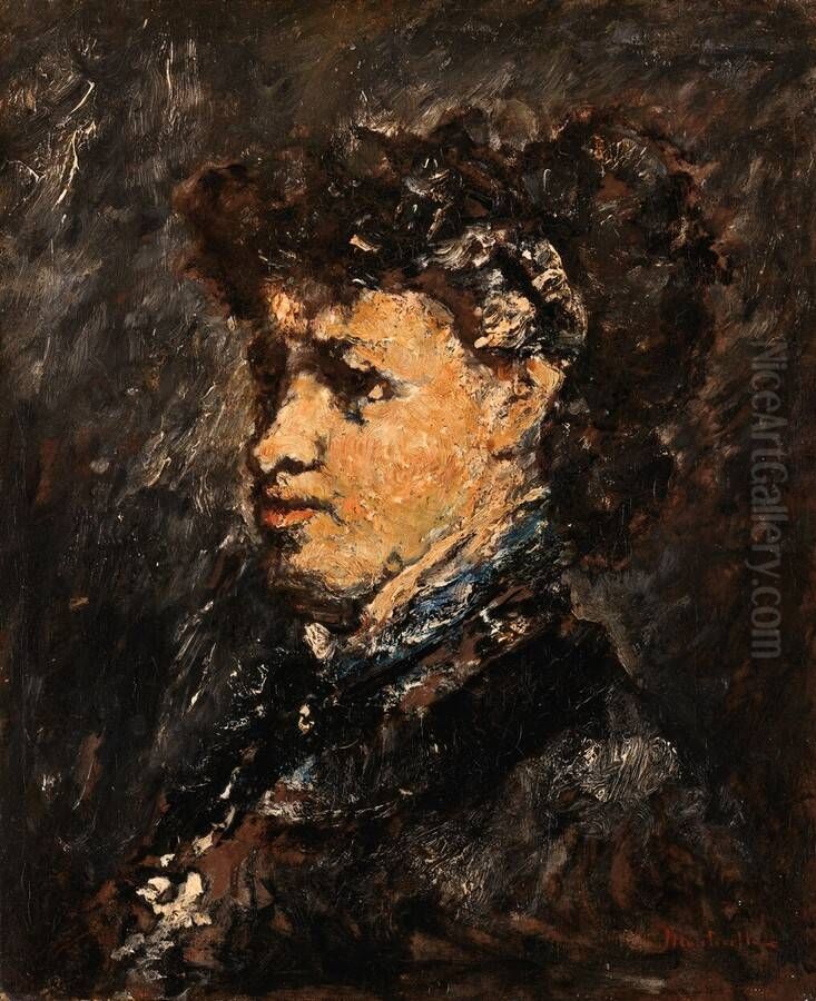 Portret van een vrouw Oil Painting by Adolphe Joseph Thomas Monticelli