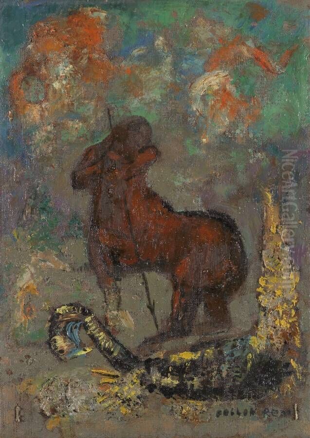 Le centaure et le dragon Oil Painting by Odilon Redon