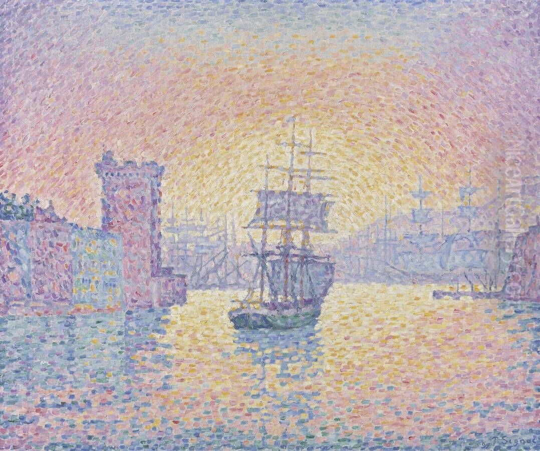 Entree du port de Marseille Oil Painting by Paul Signac