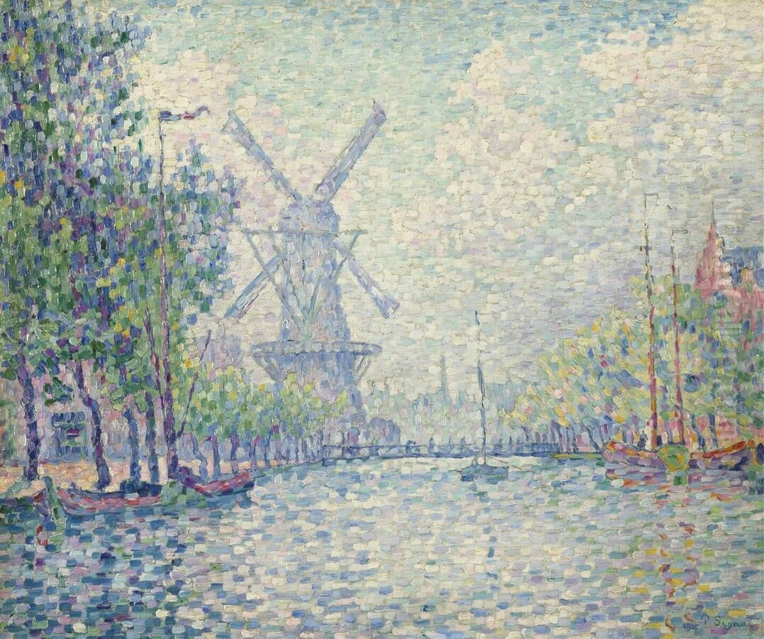 Rotterdam, the mill, the canal, the morning Oil Painting by Paul Signac