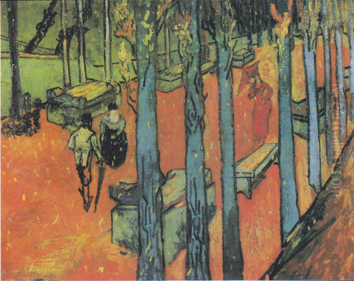 Les Alyscamps, falling leaves Oil Painting by Vincent Van Gogh