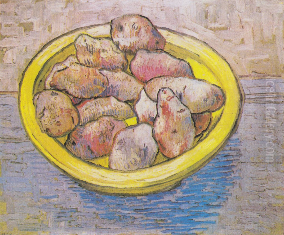 Still life with potatoes in a yellow bowl Oil Painting by Vincent Van Gogh