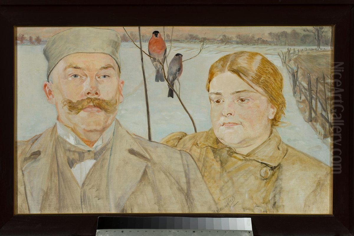 Portret Waclawa i Heleny Karczewskich Oil Painting by Jacek Malczewski