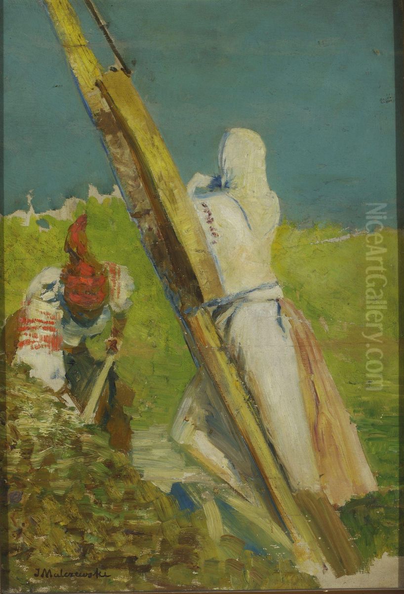 Przy zurawiu Oil Painting by Jacek Malczewski