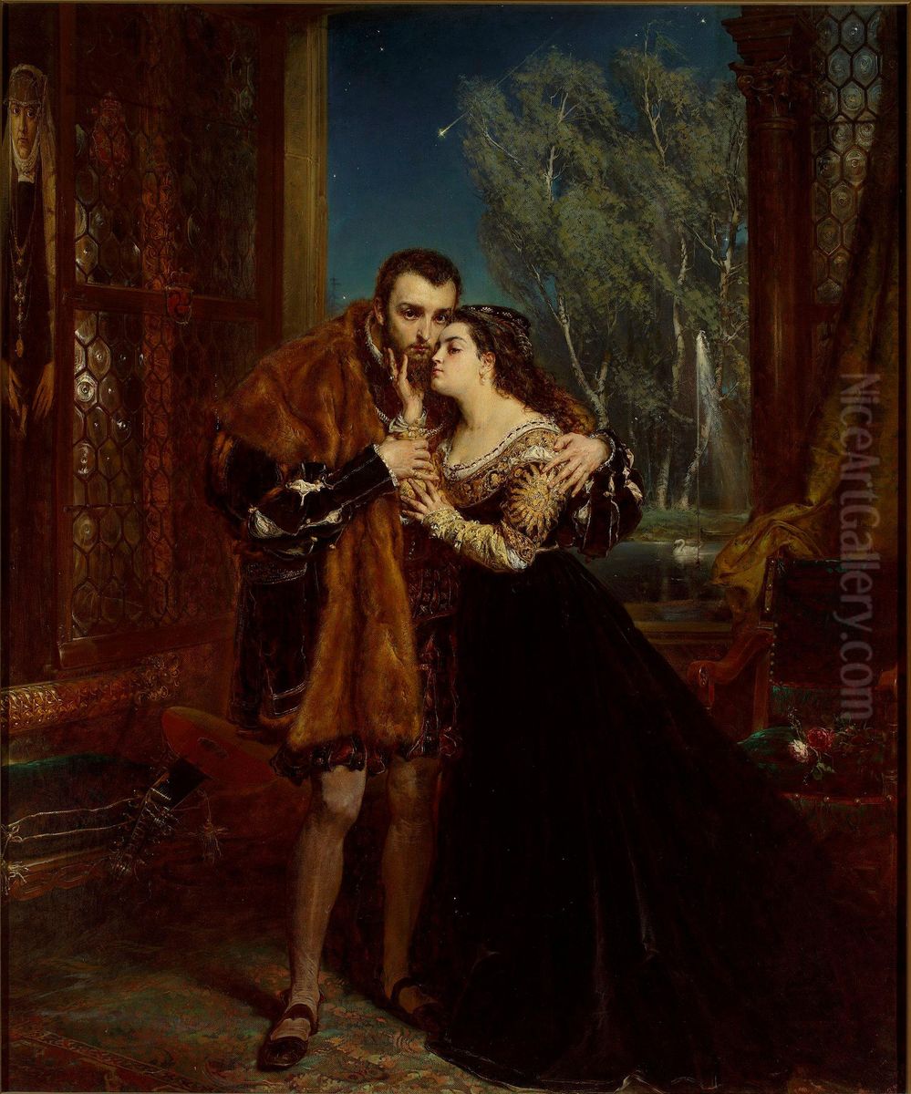Zygmunt August z Barbara na dworze radziwillowskim w Wilnie Oil Painting by Jan Matejko