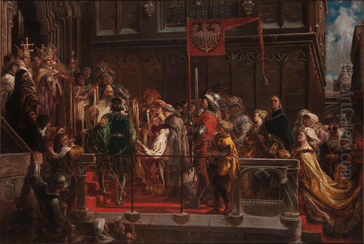 Chrzest Wladyslawa Warnenczyka 18.II.1425r. Oil Painting by Jan Matejko