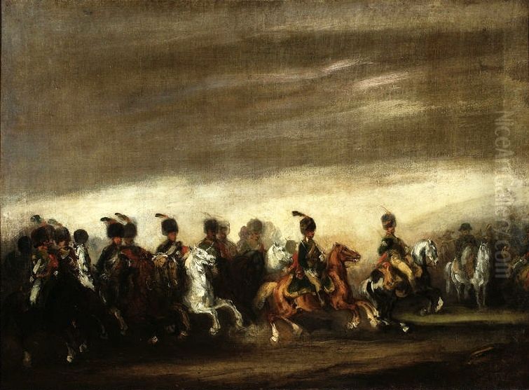 Cavalcade before Napoleon Oil Painting by Piotr Michalowski