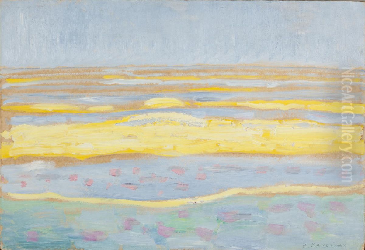 Seascape Oil Painting by Piet Mondrian