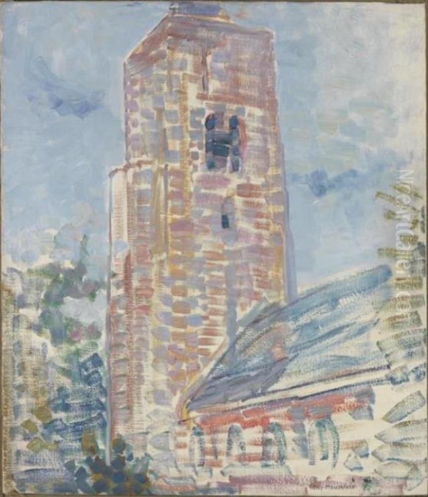 Church at Oostkapelle, nave and tower Oil Painting by Piet Mondrian