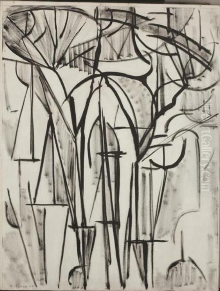 Composition trees 1 (unfinished) Oil Painting by Piet Mondrian