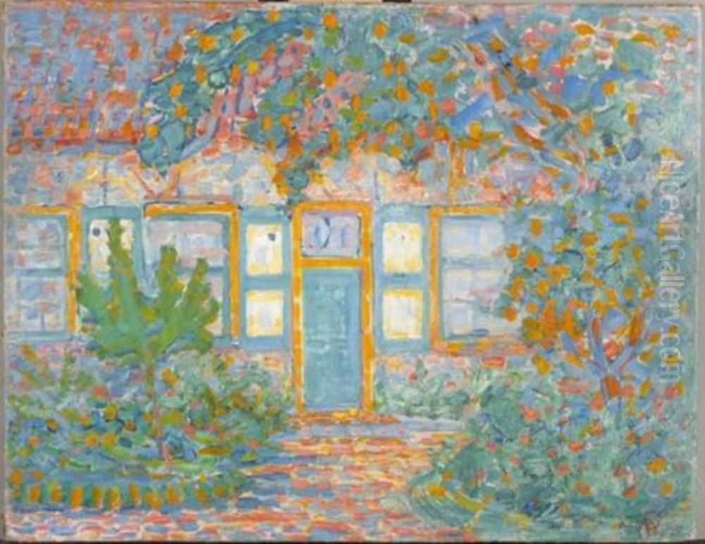 Huisje bij zon Oil Painting by Piet Mondrian
