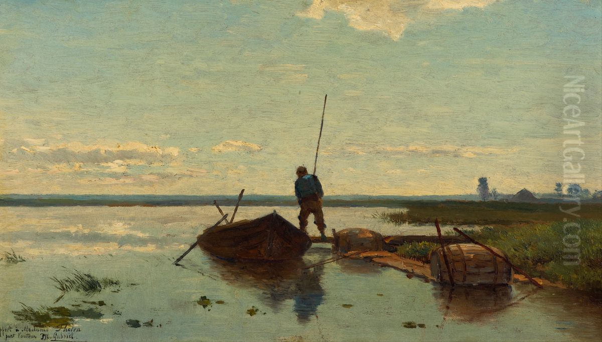 Polder landscape Oil Painting by Paul Joseph Constantine Gabriel