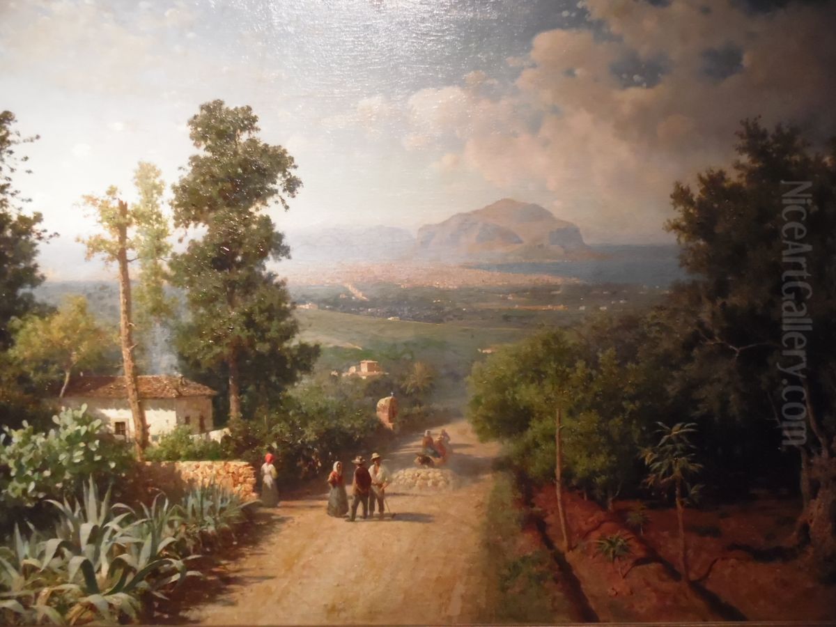 View on Palermo Oil Painting by Francesco Lojacono