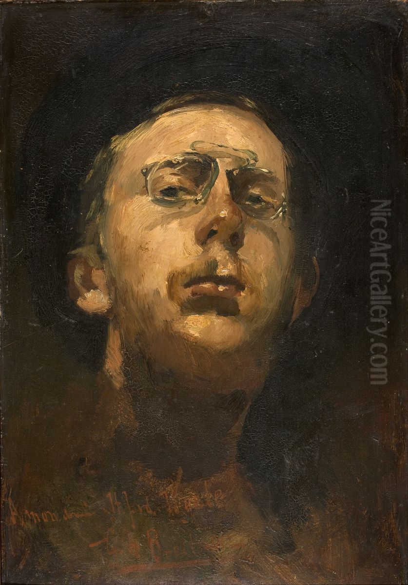 Self-portrait with pince-nez Oil Painting by George Hendrik Breitner
