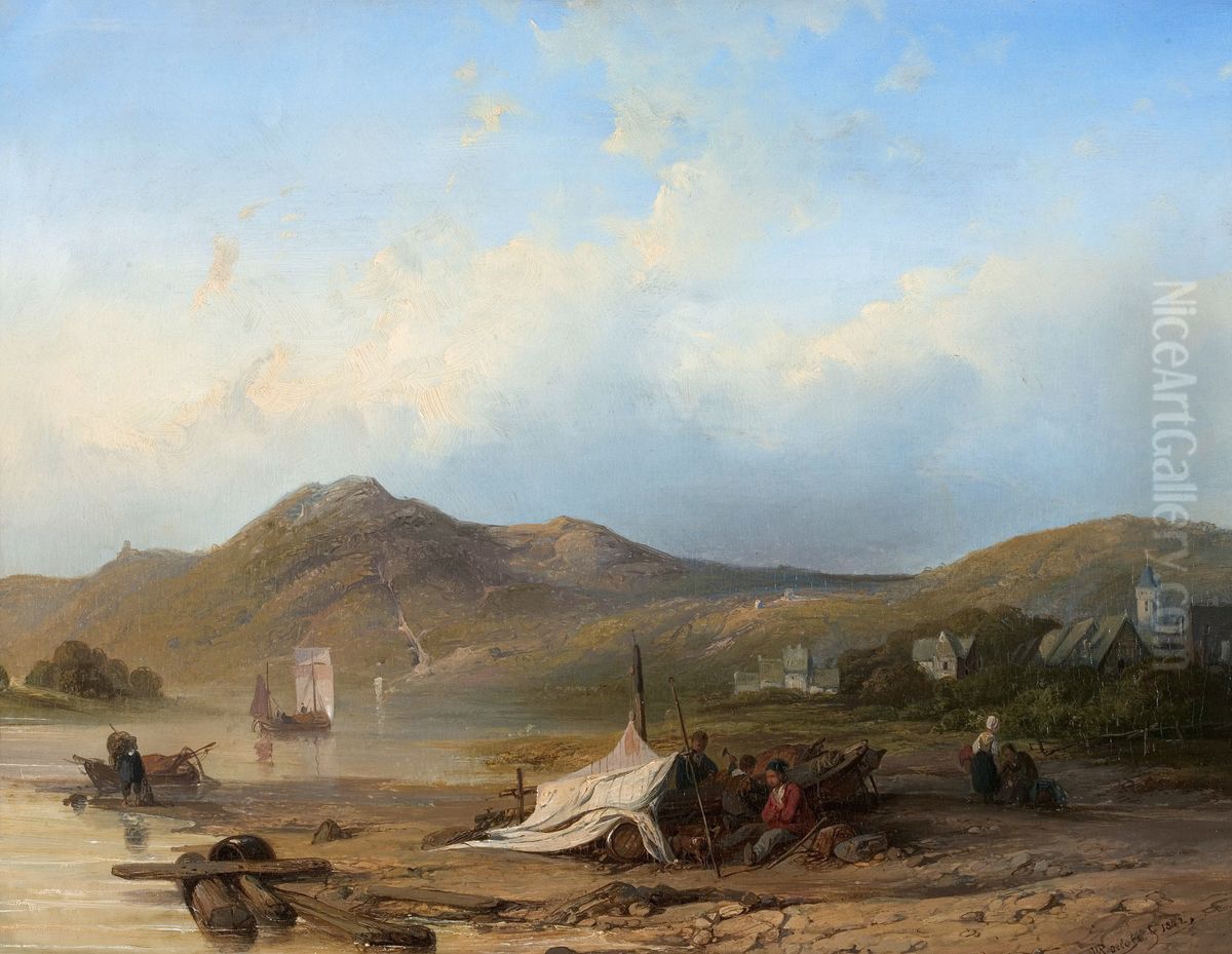 Gezicht op de Rijn in Duitsland Oil Painting by Willem Roelofs