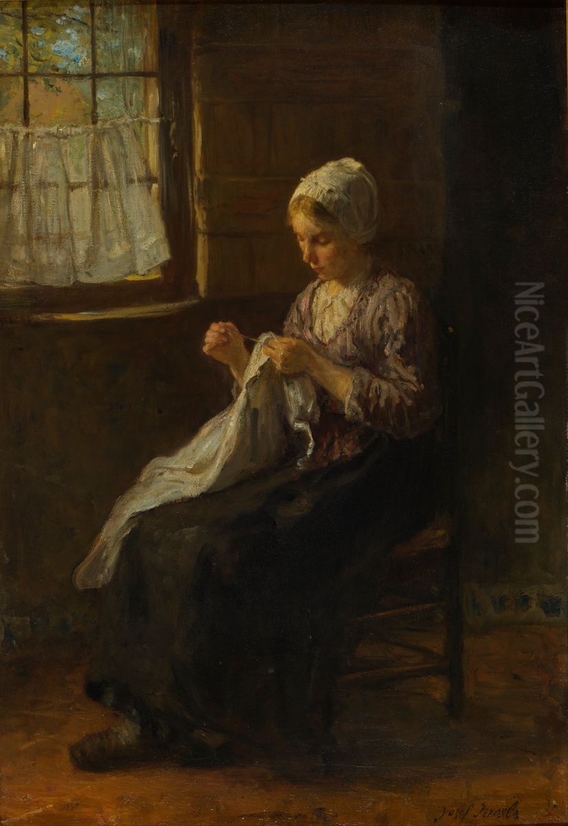 The young seamstress Oil Painting by Jozef Israels