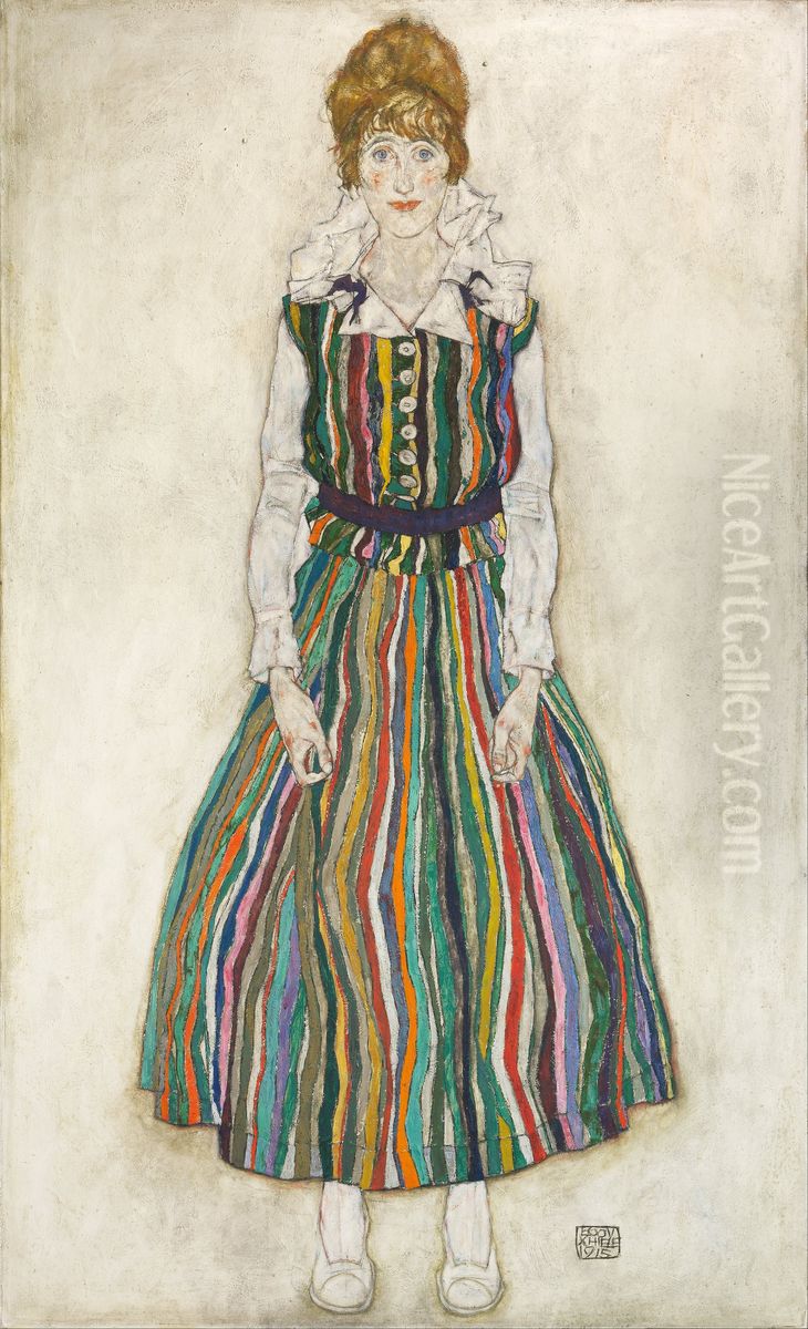 Portrait of Edith (the artist's wife) Oil Painting by Egon Schiele