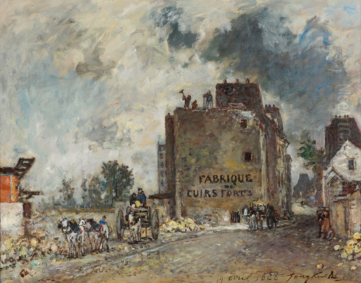 Demolition work in Rue des Franc-Bourgeois St. Marcel Oil Painting by Johan Jongkind