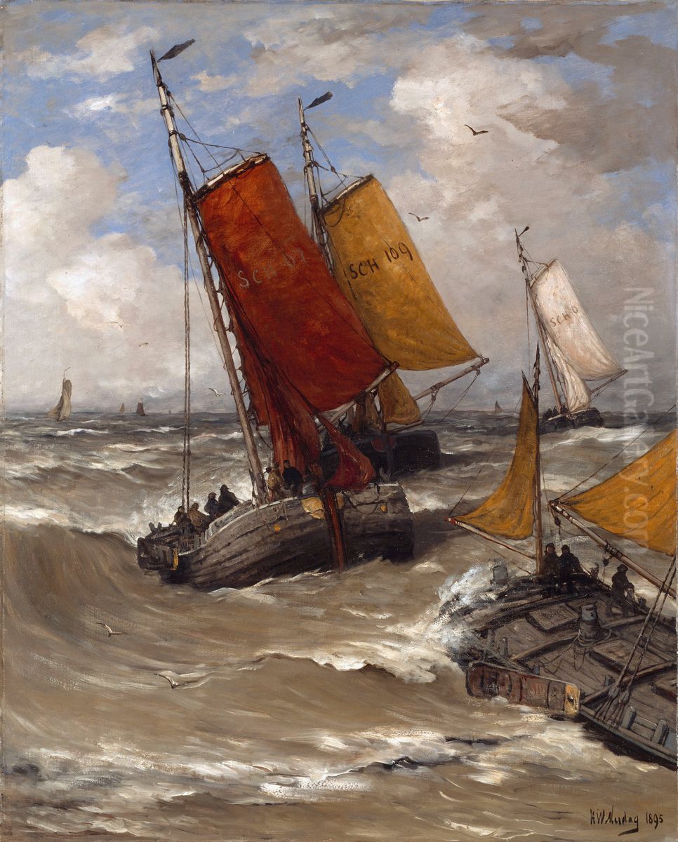 Terug van de vischvangst Oil Painting by Hendrik Willem Mesdag