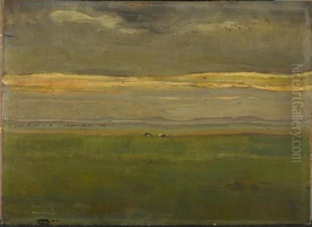 Avondlandschap met koeien Oil Painting by Piet Mondrian