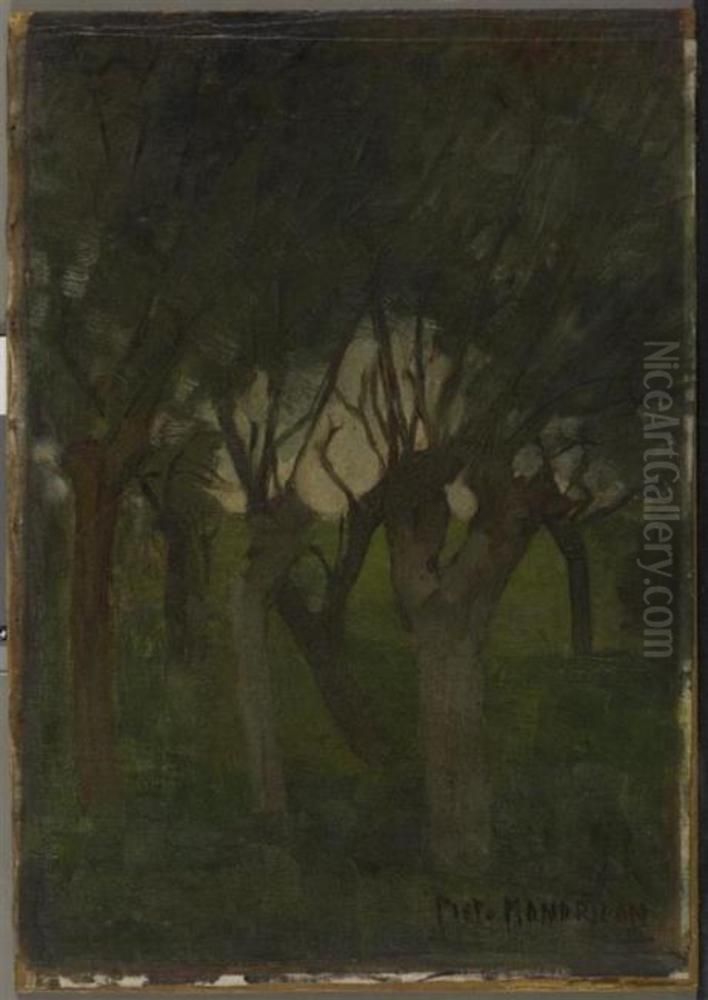 Willow grove with flattened images Oil Painting by Piet Mondrian