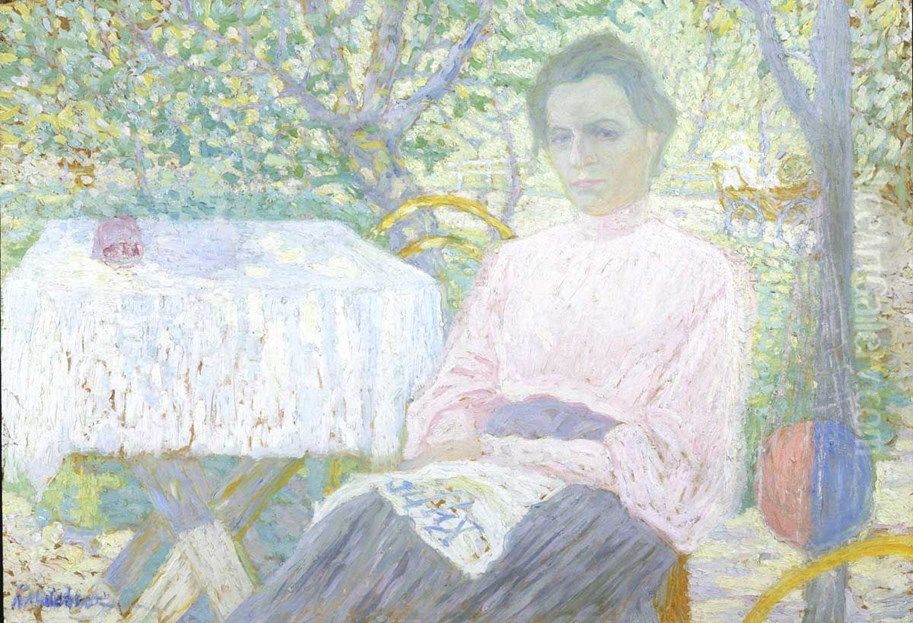 Woman reading newspaper Oil Painting by Kasimir Sevrinovitch Malevich