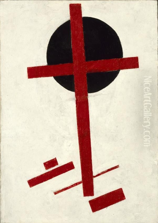 Rotes Kreuz auf einem schwarzen Kreis Oil Painting by Kasimir Sevrinovitch Malevich