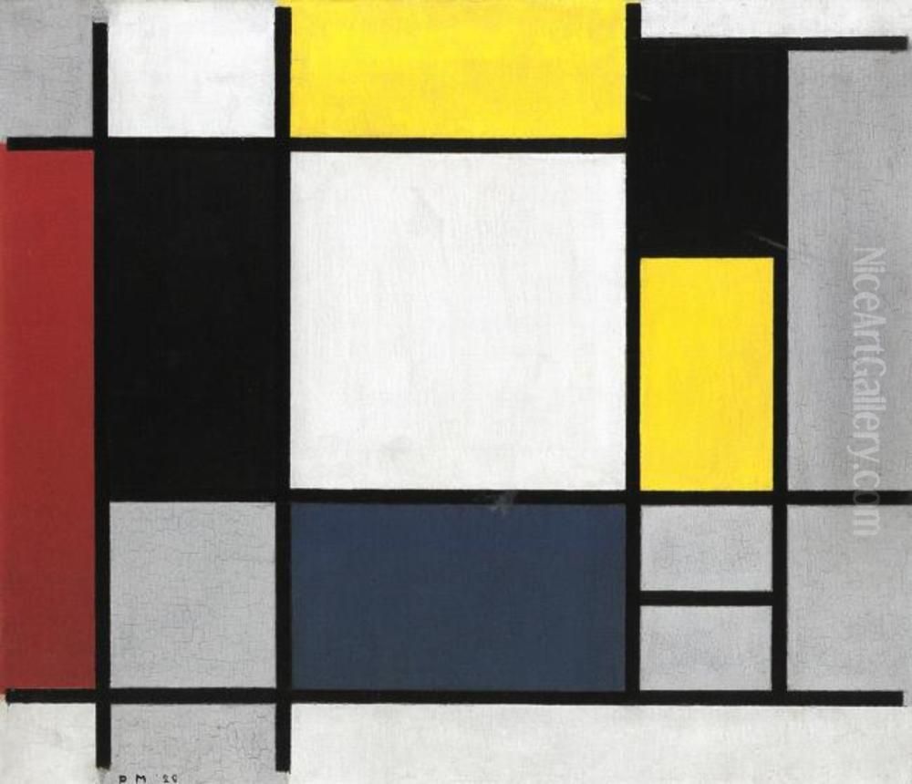 Composition with Yellow, Red, Black, Blue, and Gray Oil Painting by Piet Mondrian