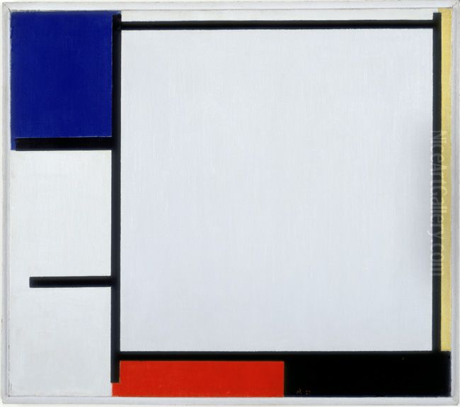 Composition with blue, yellow, red, black, and gray Oil Painting by Piet Mondrian