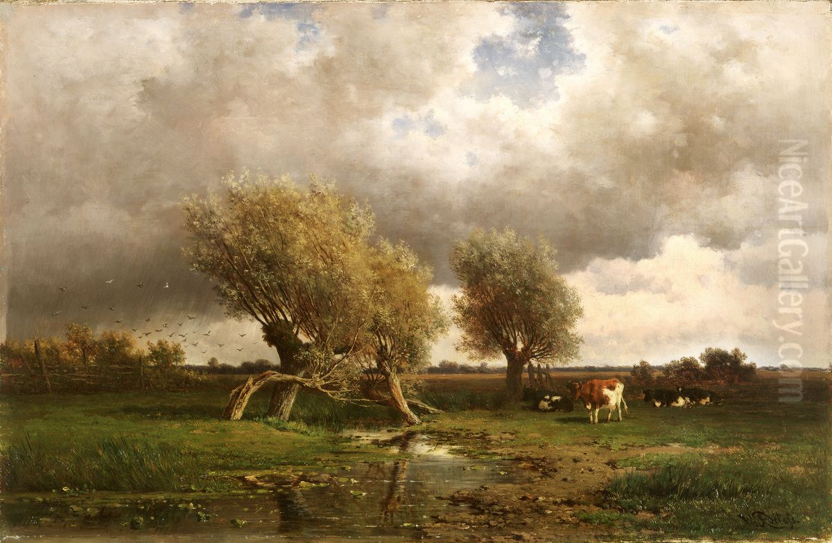 Koeien onder de bomen Oil Painting by Willem Roelofs