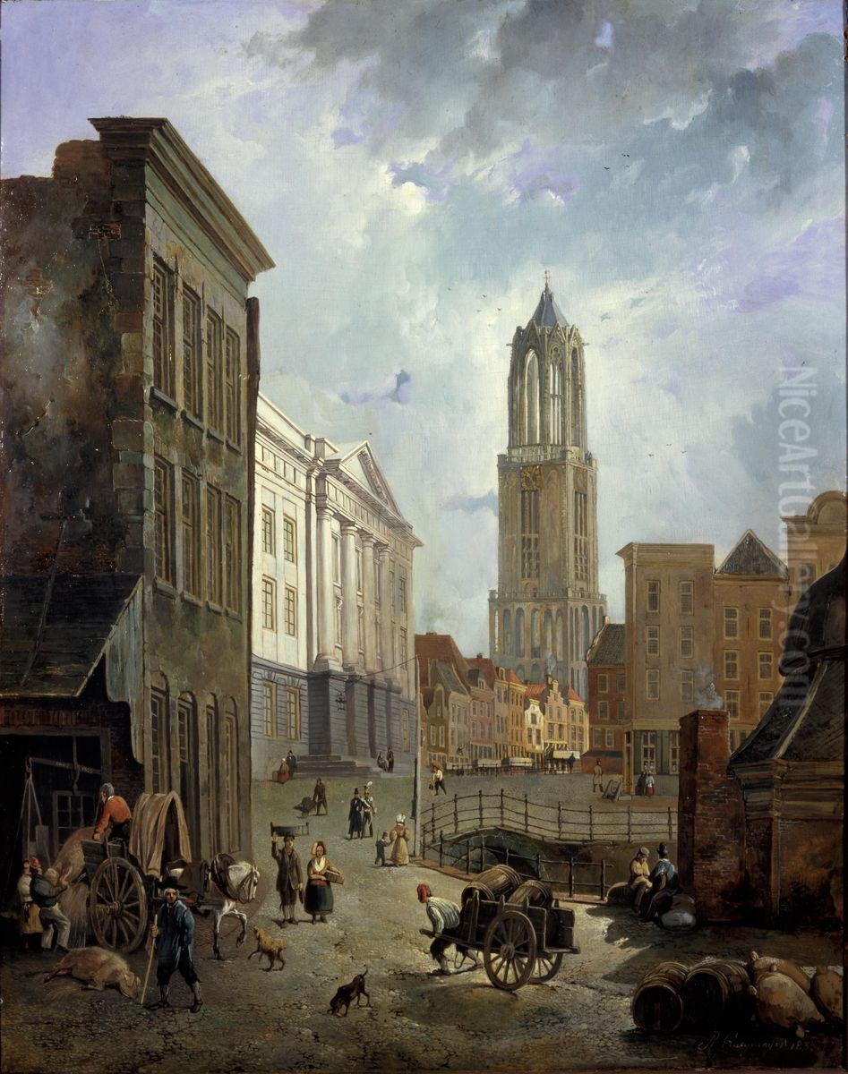 De Stadhuisbrug te Utrecht Oil Painting by Reinier Craeyvanger